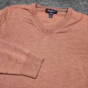 Jos A Bank Tailored Fit Merino Wool V-Neck Sweater Large Terra Cotta Clay Spring